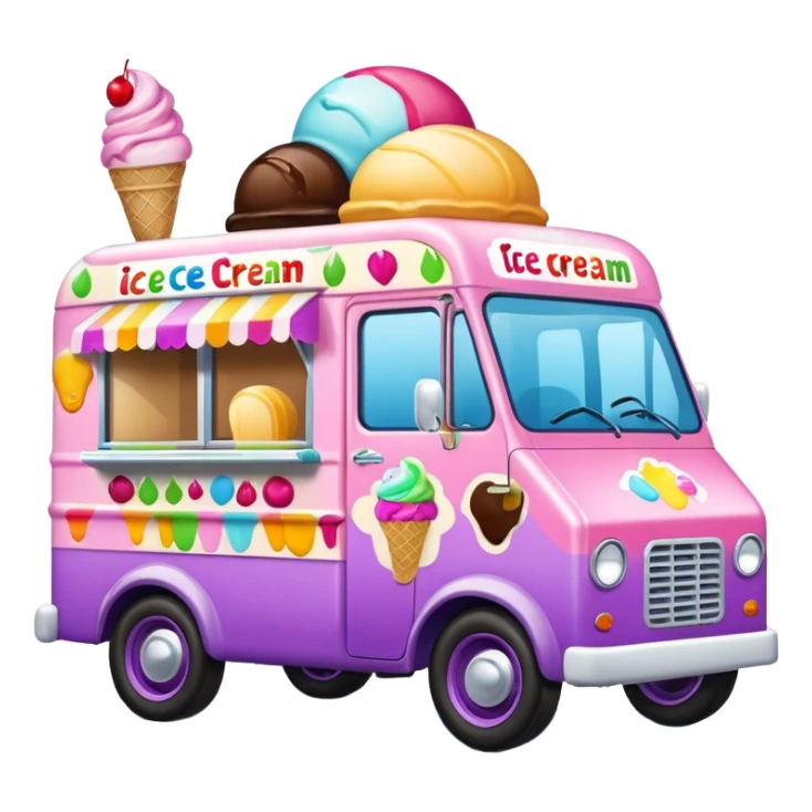 Colorful ice cream van sticker