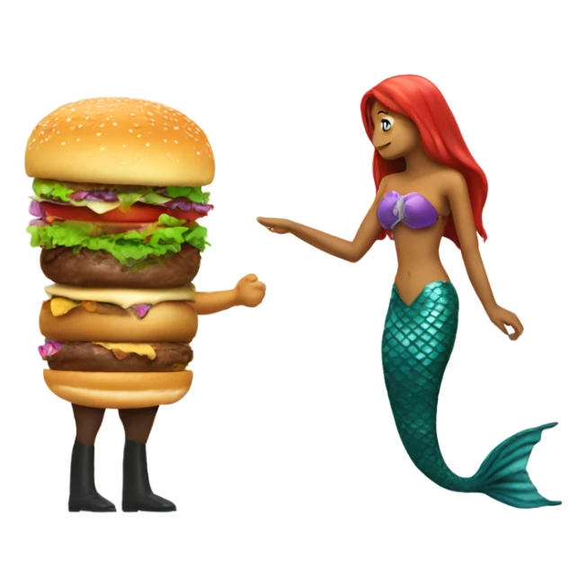 Horse burger shaking hands with mermaid with no eyes sticker