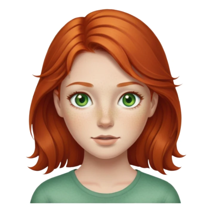 redhead girl with green eyes and wrekles sticker