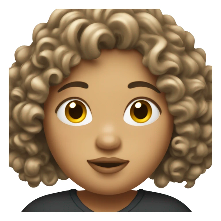 create a lady emoji that is chubby, with long curly hair, a fair complexion sticker