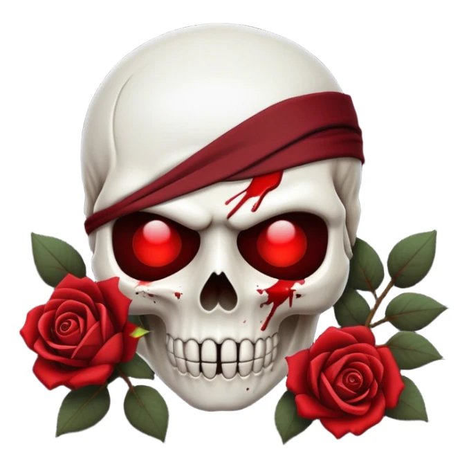 ninja emoji as a skull with dead roses and hearbreak emoji's in the back sticker