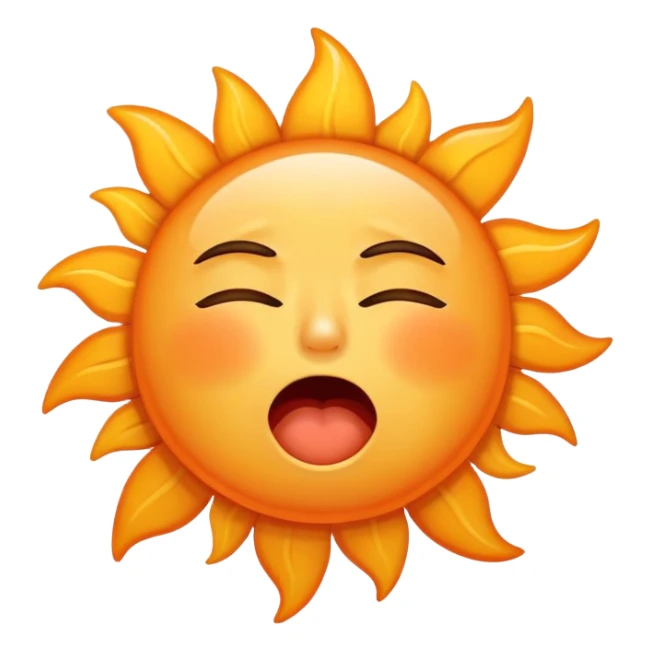 A sleepy sun with tired eyes and yawning sticker