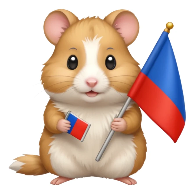 a hamster holding a Russian flag emoji sticker