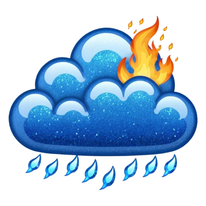 blue marine glitter fire sticker