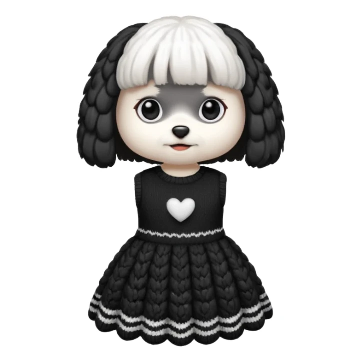 Maltese seduto in bianco e nero con vestitino in maglia sticker