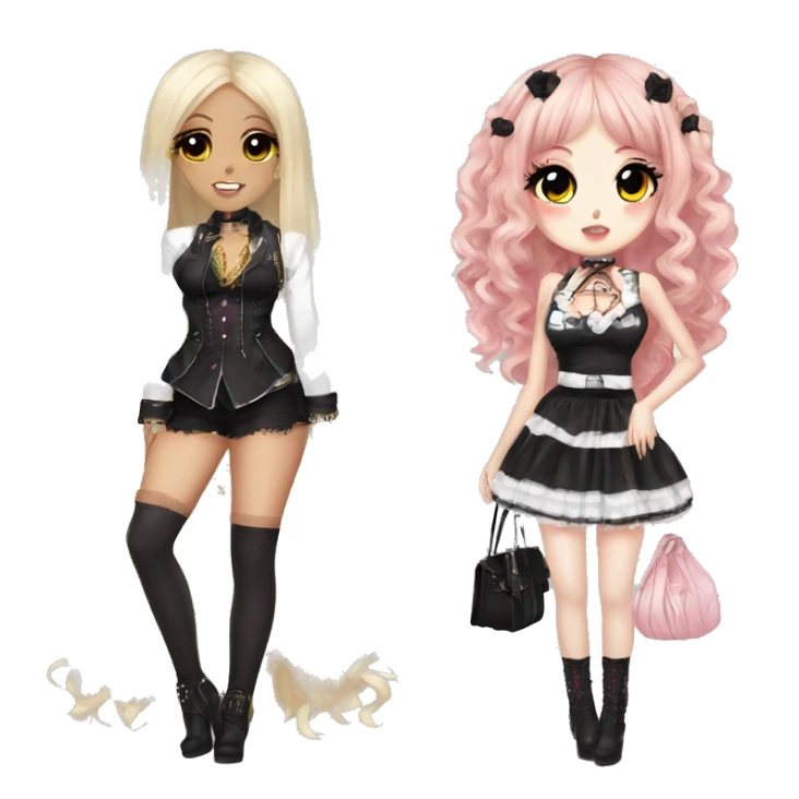 two hime gyaru girls, plus size, goth sticker