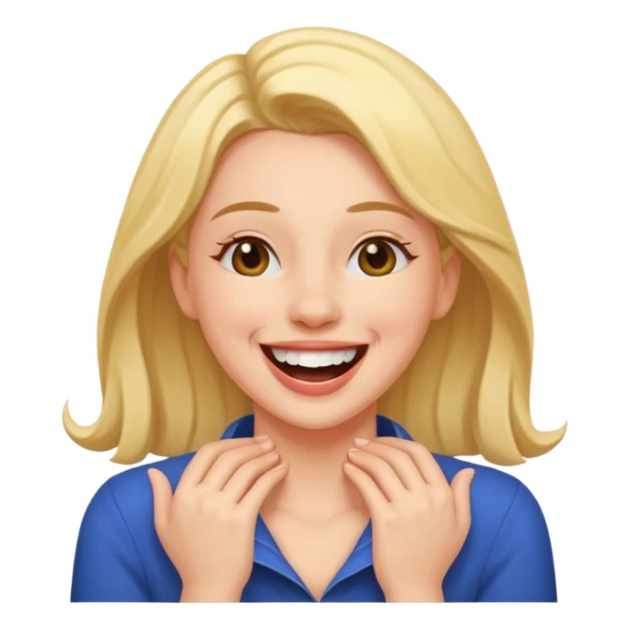 Make a woman laughing with both her hands around her neck sticker