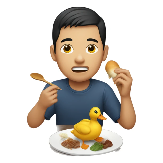 Asian young adult man eating duck  sticker