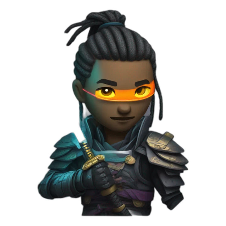 Cyberpunk samurai with glowing katana sticker