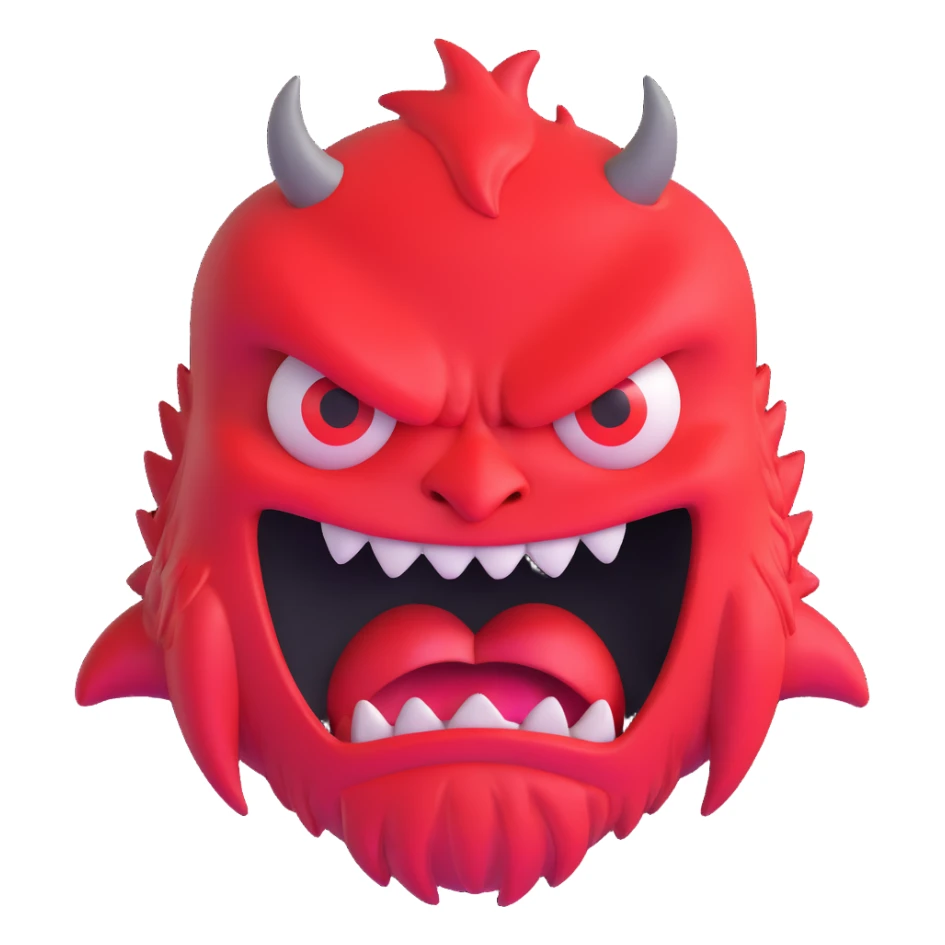 red-hot, angry, scary monster face sticker