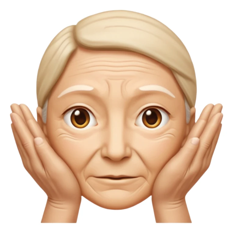 Simple emoji of a face with wrinkles being smoothed by hands, both hands gently stretching the skin, wrinkles visible on one part and smooth skin on the other, clear wrinkle-reducing effect, simple and easy-to-understand icon, no beauty or medical elements

 sticker