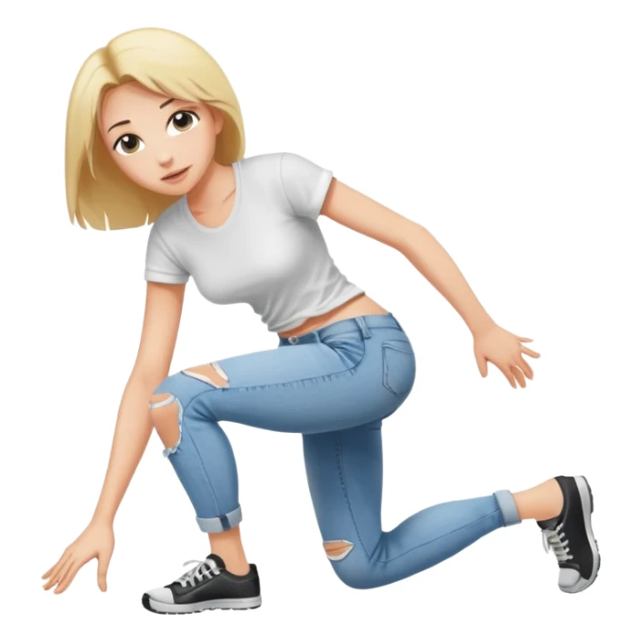 a young thin woman on all fours, crawling with her legs spread. sticker