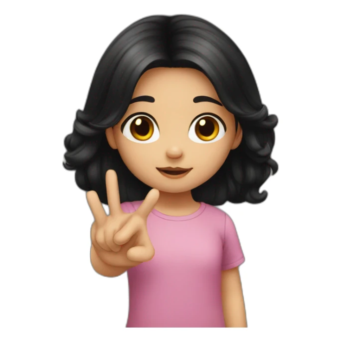 small girl with black hair showing hand with one finger sticker