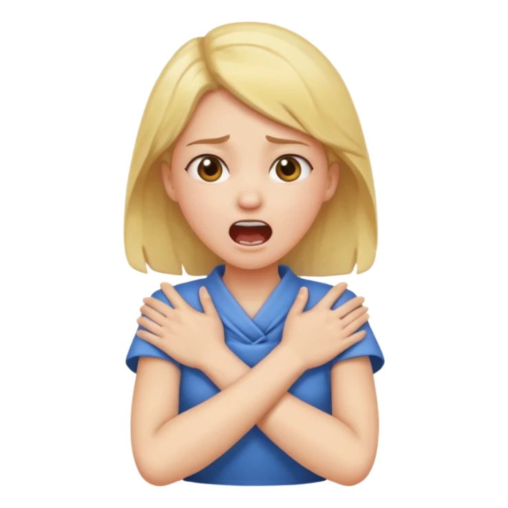 Crossed arms holding neck girl screaming sticker