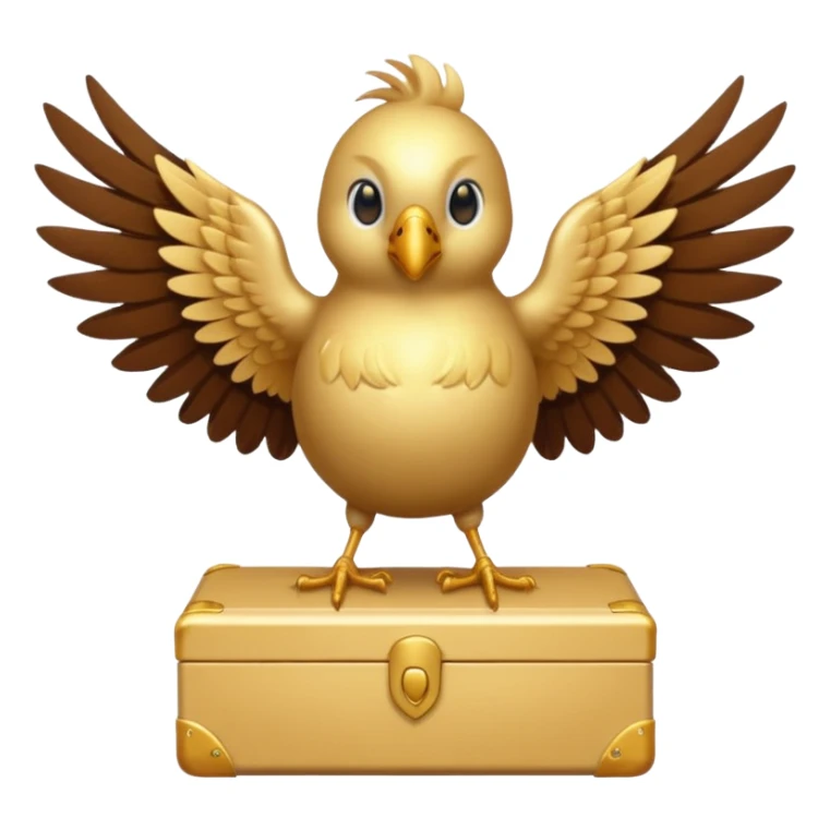 golden bird on top, cream-colored on the chest sticker