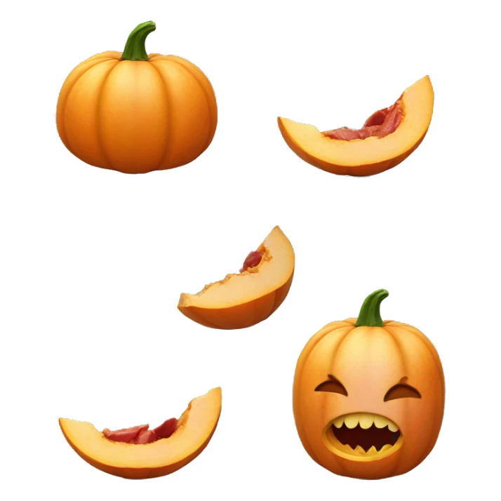 pumpkin eating a peach with its meat out  sticker