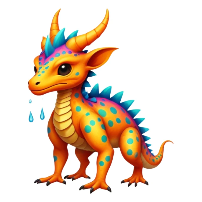 a vibrant colorful edgy vernid-fionbri-creature with splashed scale patterns full body sticker