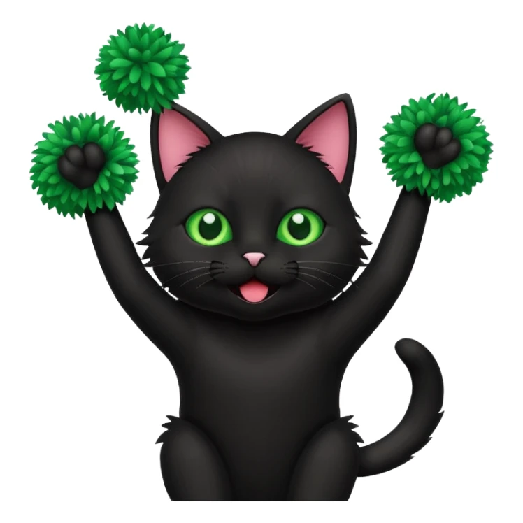 cheerleading black cat with pom pom sticker