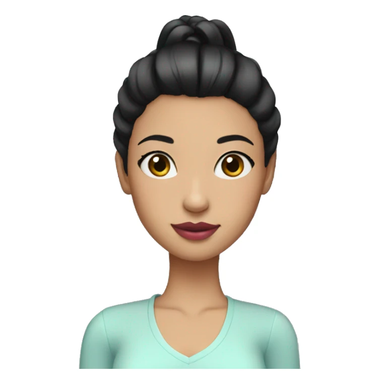 fair girl with ponytail black hair, and pink lips sticker