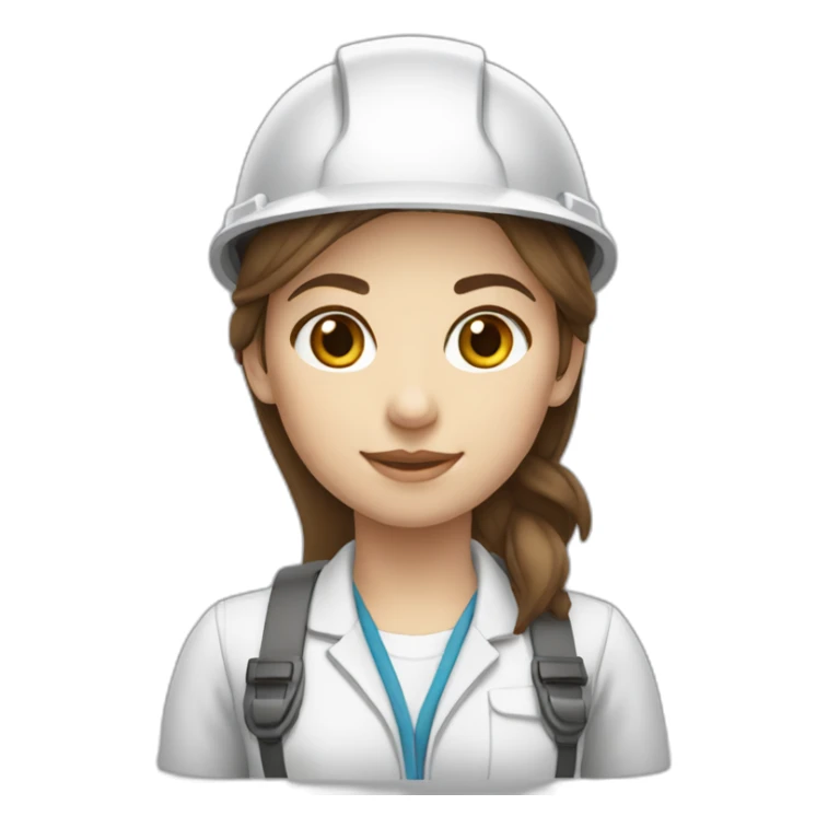 girl engineer white skin no glass brown hair sticker