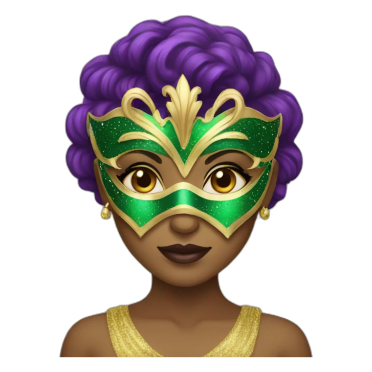girl wearing a mardi gras mask light skin sticker