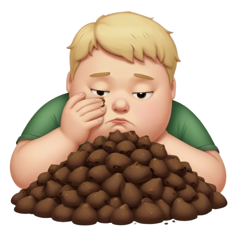 Fat white boy smelling a pile of poo  sticker