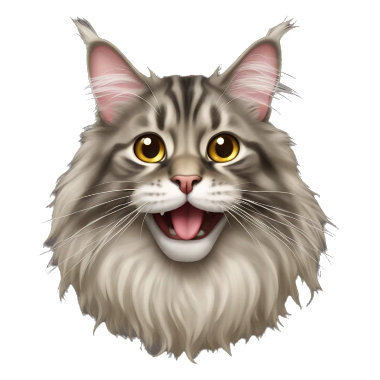 Maine coon with tongue sticker