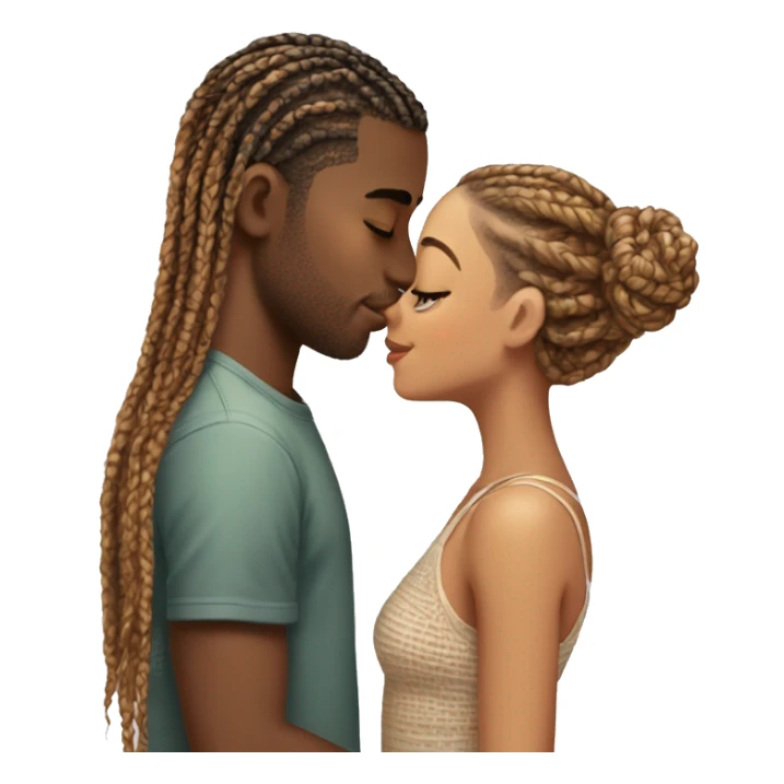 a light skinned boy kissing girl with box braids and doing romance sticker
