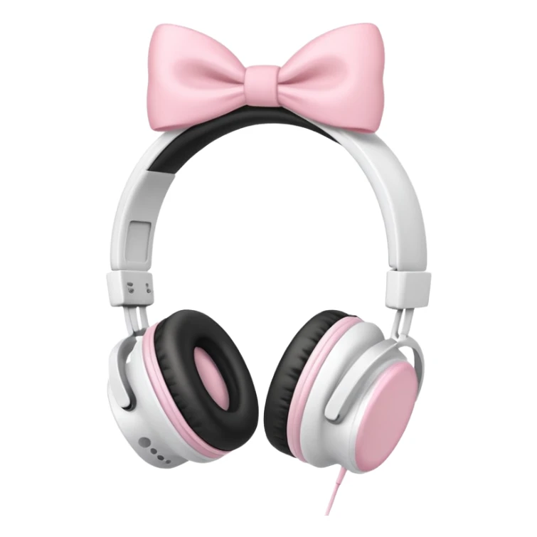 White Headphones With Pastel Pink Bow sticker
