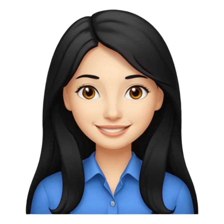 Professional woman with dimples, brown eyes, and long black hair sticker