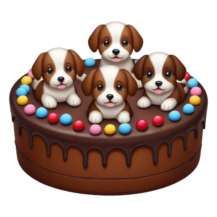 a chocolate cake with puppies drawn on it   sticker