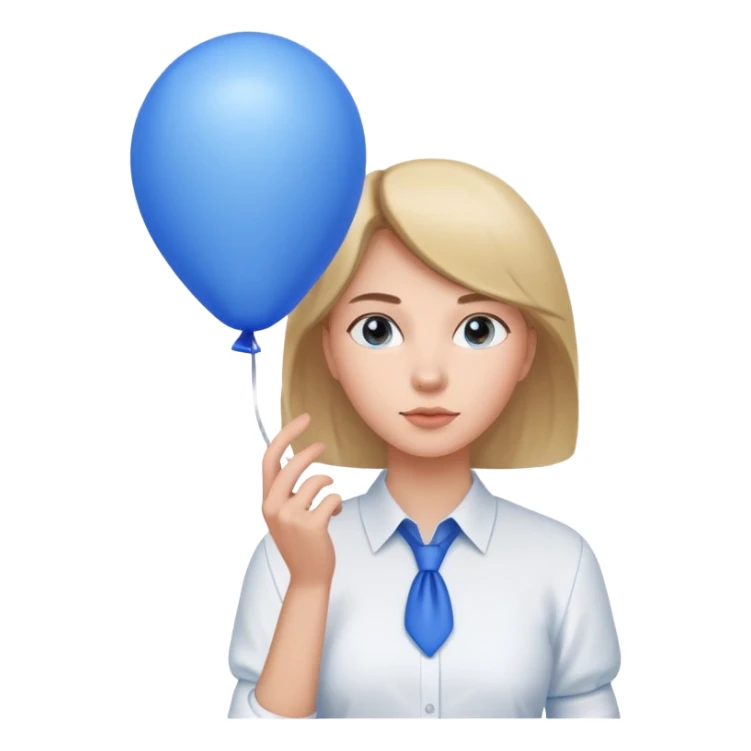 Woman with blue balloon, white shirt sticker
