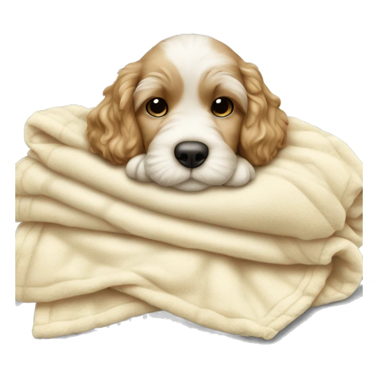 Cream cockapoo puppy sleep in blanket sticker