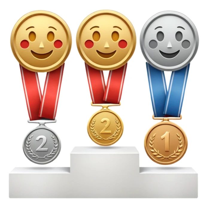 1st 2nd 3rd place podium with gold, silver, and bronze medals sticker