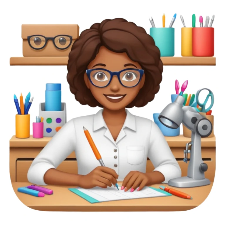 Brown skin lady working in craft room sticker
