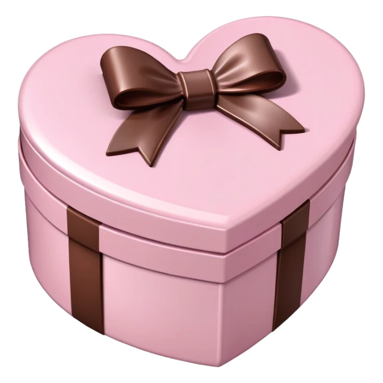 pale pink heart box, pale pink bow, filled with chocolates inside sticker