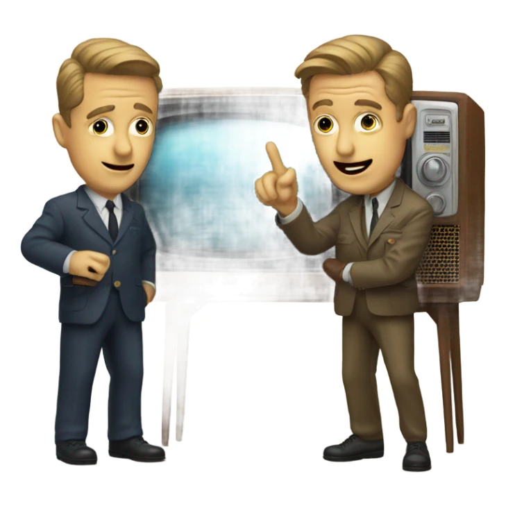 two detectives the screen of a vintage TV set sticker