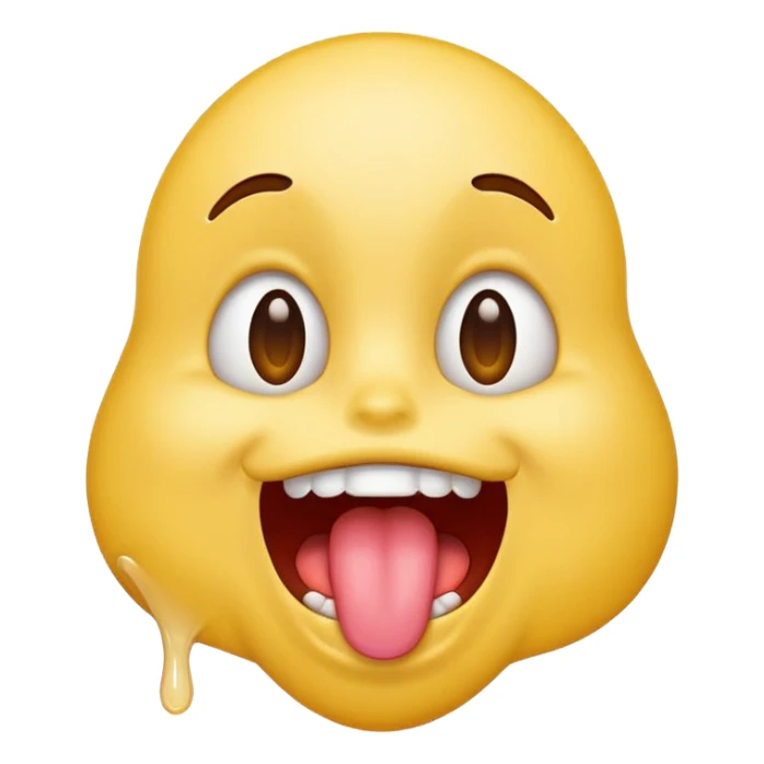 Emoji sticking its tongue out and drooling while looking up ecstatic happy and drooling sticker