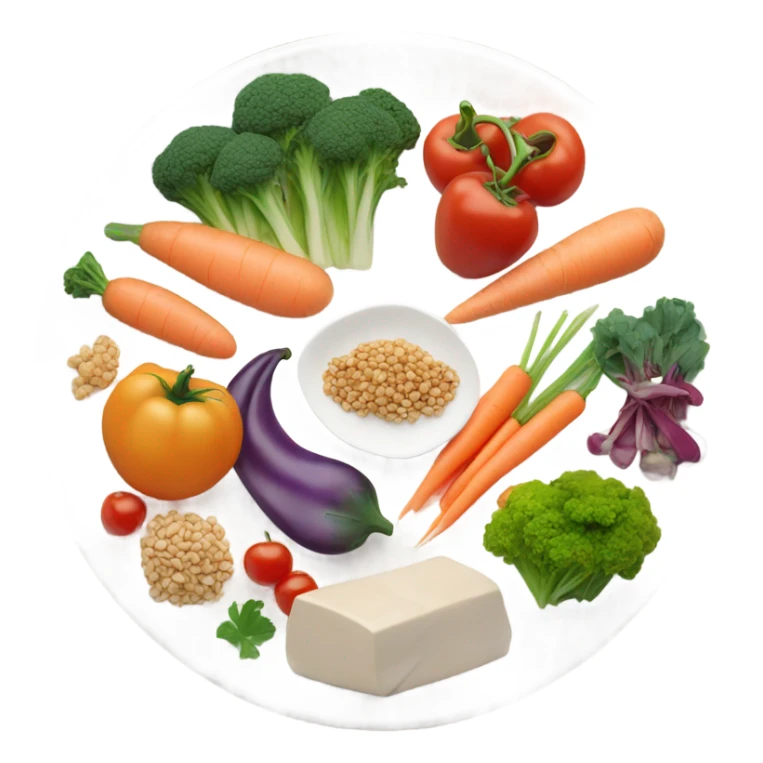 round white plate with healthy food sticker