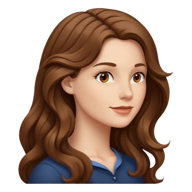 A white woman in profile with long, wavy brown hair sticker