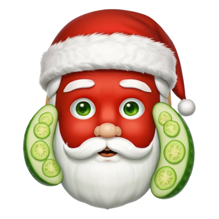 Santa with cucumber slices over his eyes sticker