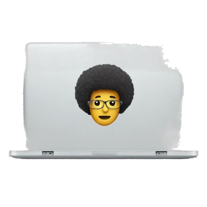 laptop with afro cup sticker