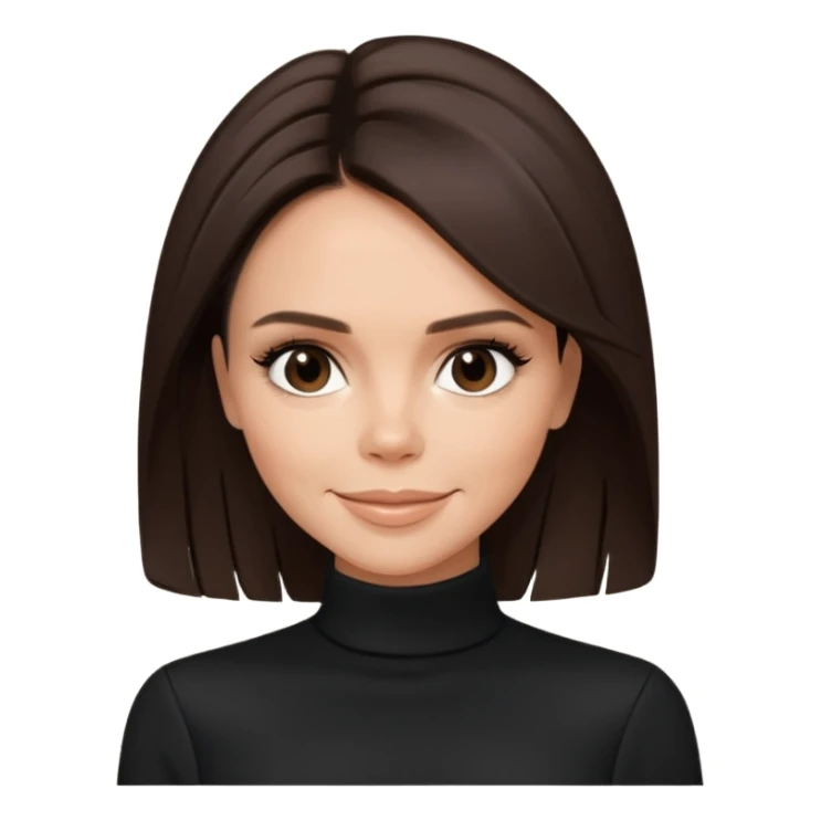 Victoria Beckham with dark brown hair, black outfit sticker