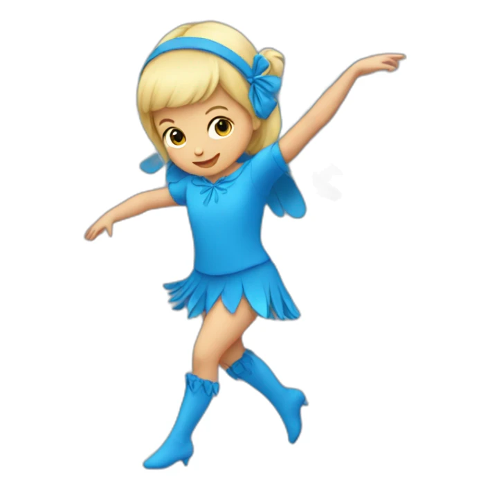 little blonde girl dancing in a blue bird costume sticker