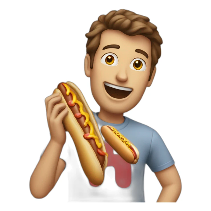 Alan Aisenberg eating a hot dog sticker