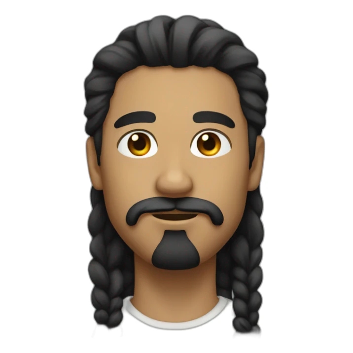 black long hair male with mustache and goatee sticker