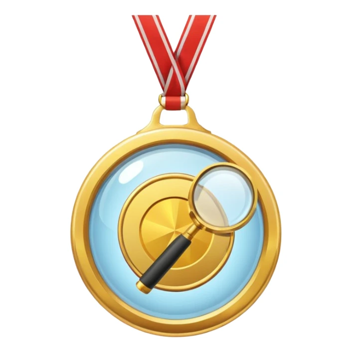 gold medal with ONLY ONE magnifier engraved on the center sticker