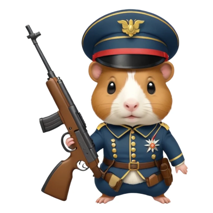 cute guinea pig dressed as a soldier, holding a small rifle sticker