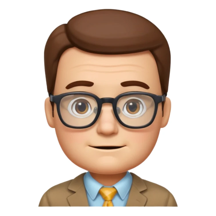 character with square glasses and square facial features, inspired by Carl Fredricksen from Up sticker