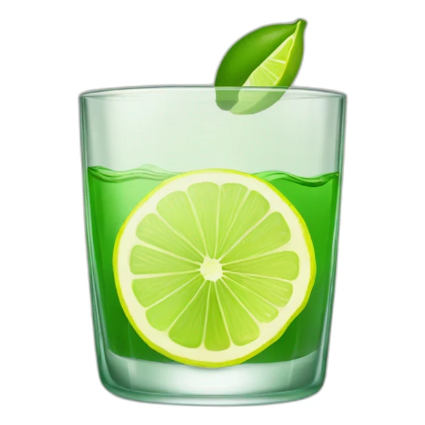 A single tequila glass with slice of green lemon piece on it sticker